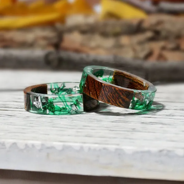 Classy Men Wood Epoxy Ring Green
